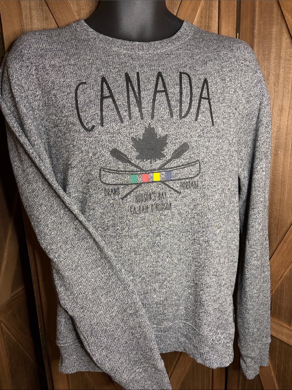 Grand Portage Hudson's Bay Canada Canoe Grey Heather Sweatshirt Size S/P